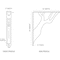 Ekena Millwork Damon Wrought Iron Bracket, (Triple center brace), Antiqued Warm Silver 2"W x 12"D x 15"H BKTM02X12X15TDAAWS - alternate 2